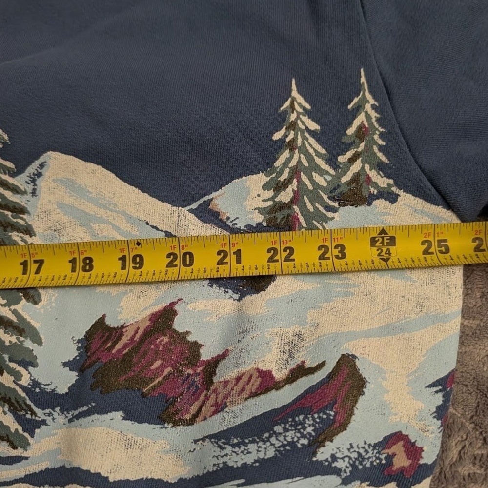 Daydreamer LA Red Dress Ski Dark Blue Multi Cotton Crewneck Sweatshirt S/M NEW - Picture 9 of 9